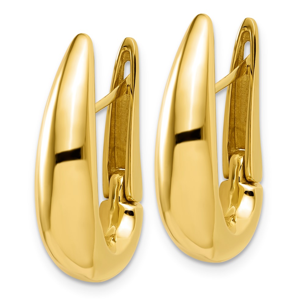 JBN 14K Polished Fancy Tapered Teardrop Hinged Hoop Earrings