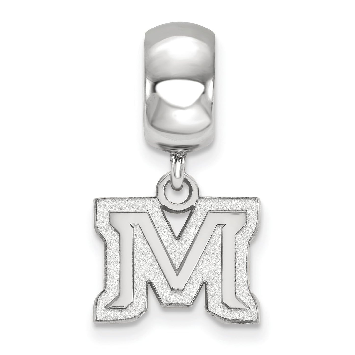 Sterling Silver Rhodium-plated LogoArt Montana State University Letter M Extra Small Dangle Bead Charm