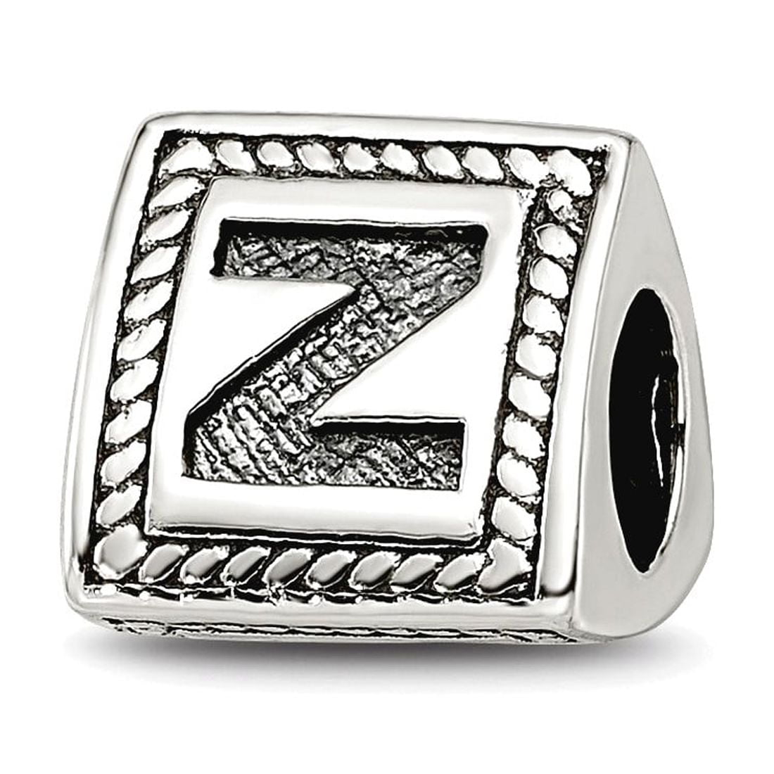 925 Sterling Silver Polished Artisan Oxidized Reflections Letter Name Personalized Monogram Initial Z Triangle Block Bea