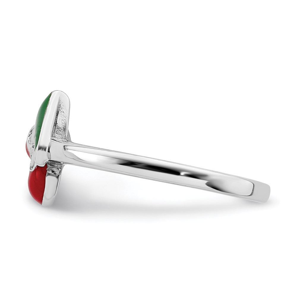 Sterling Silver Rhodium-plated Childs Enameled Cherry Ring