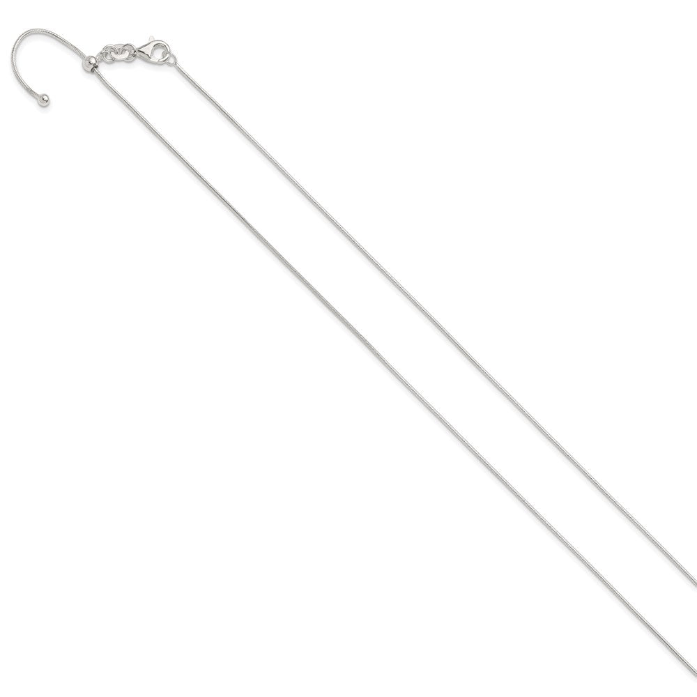 Sterling Silver Polished Adjustable Necklace 24 Inches
