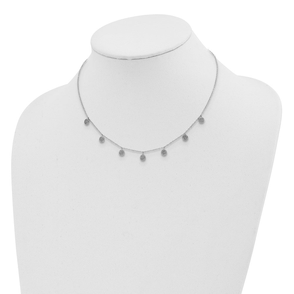 Sterling Silver Rhodium-plated CZ w/ 4in ext. Choker 12 Inches