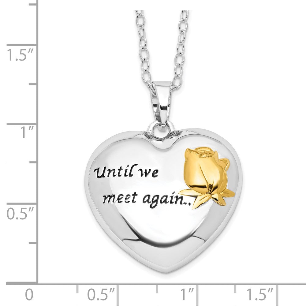 Sentimental Expressions Sterling Silver Rhodium-plated Antiqued Gold-tone Accent Until We Meet Again Heart Ash Holder 18 Inch Necklace 18 Inches