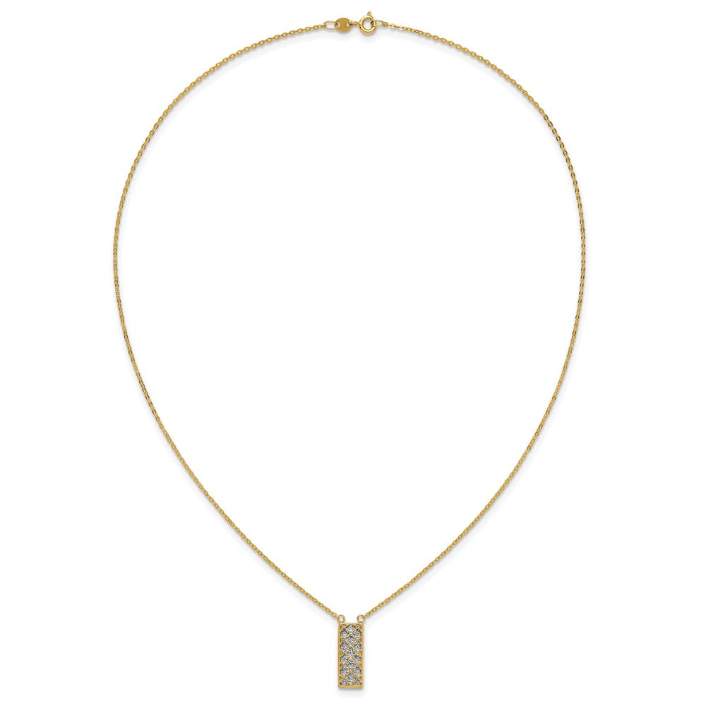 14K Two-tone Polished / Dia-cut Bar Necklace