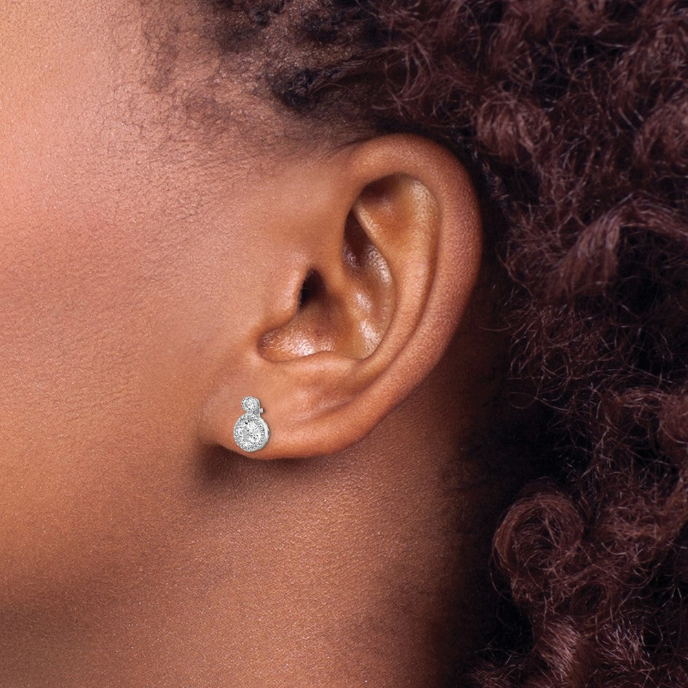 Sterling Silver Polished 4mm Round CZ Stud Earrings