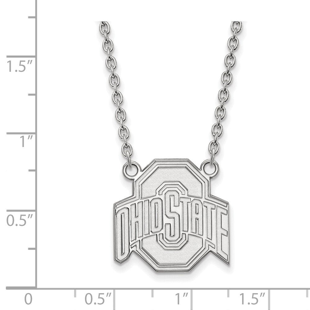 Sterling Silver Ohio State Large Logo Pendant Necklace