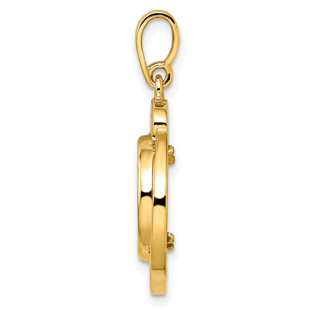 Wideband Distinguished Coin Jewelry 14k Polished Wave Design 13.0mm Prong Coin Bezel Pendant