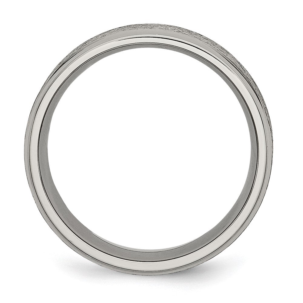 Titanium Brushed Center 8mm Ridged Edge Band Size - 10.5