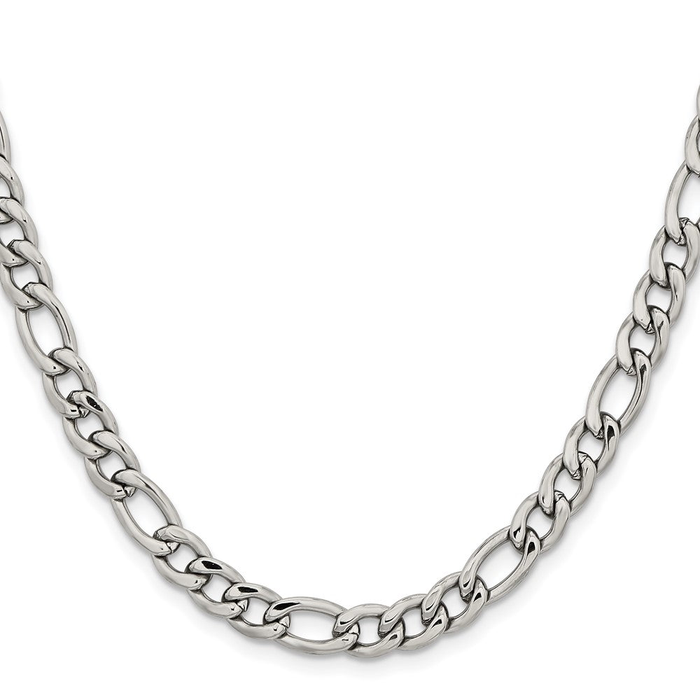 Stainless Steel Polished 6.75mm 20in Figaro Chain