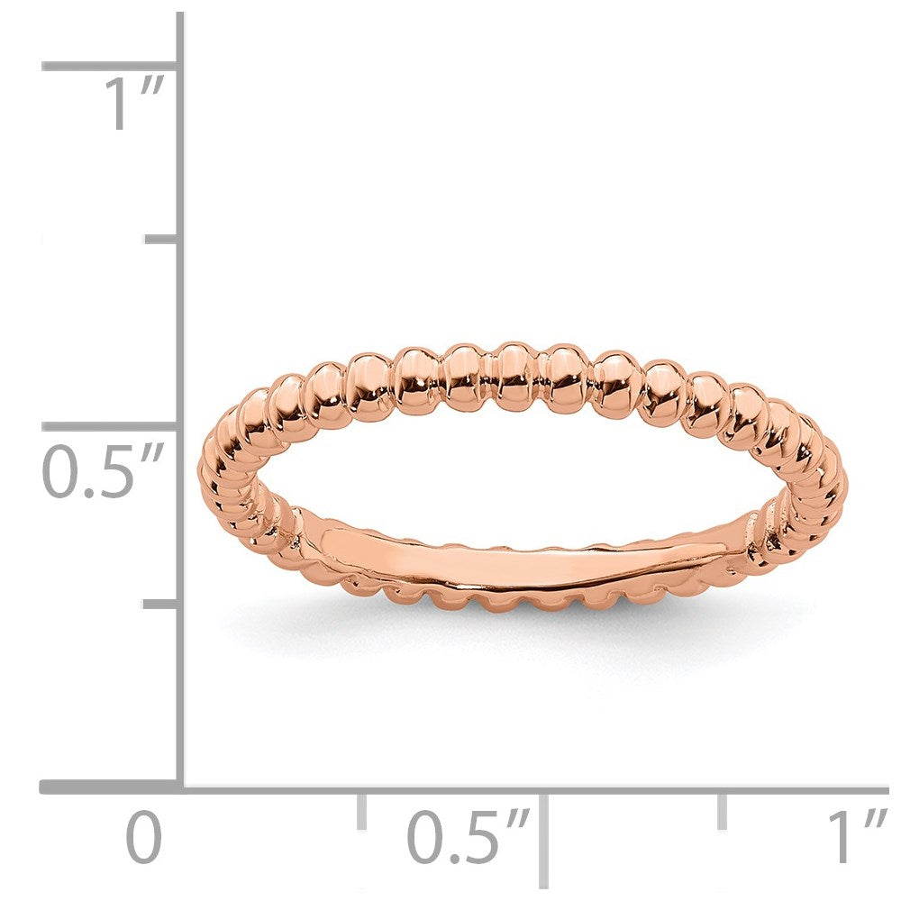 Sterling Silver Stackable Expressions Pink-plated Beaded Ring Size -9