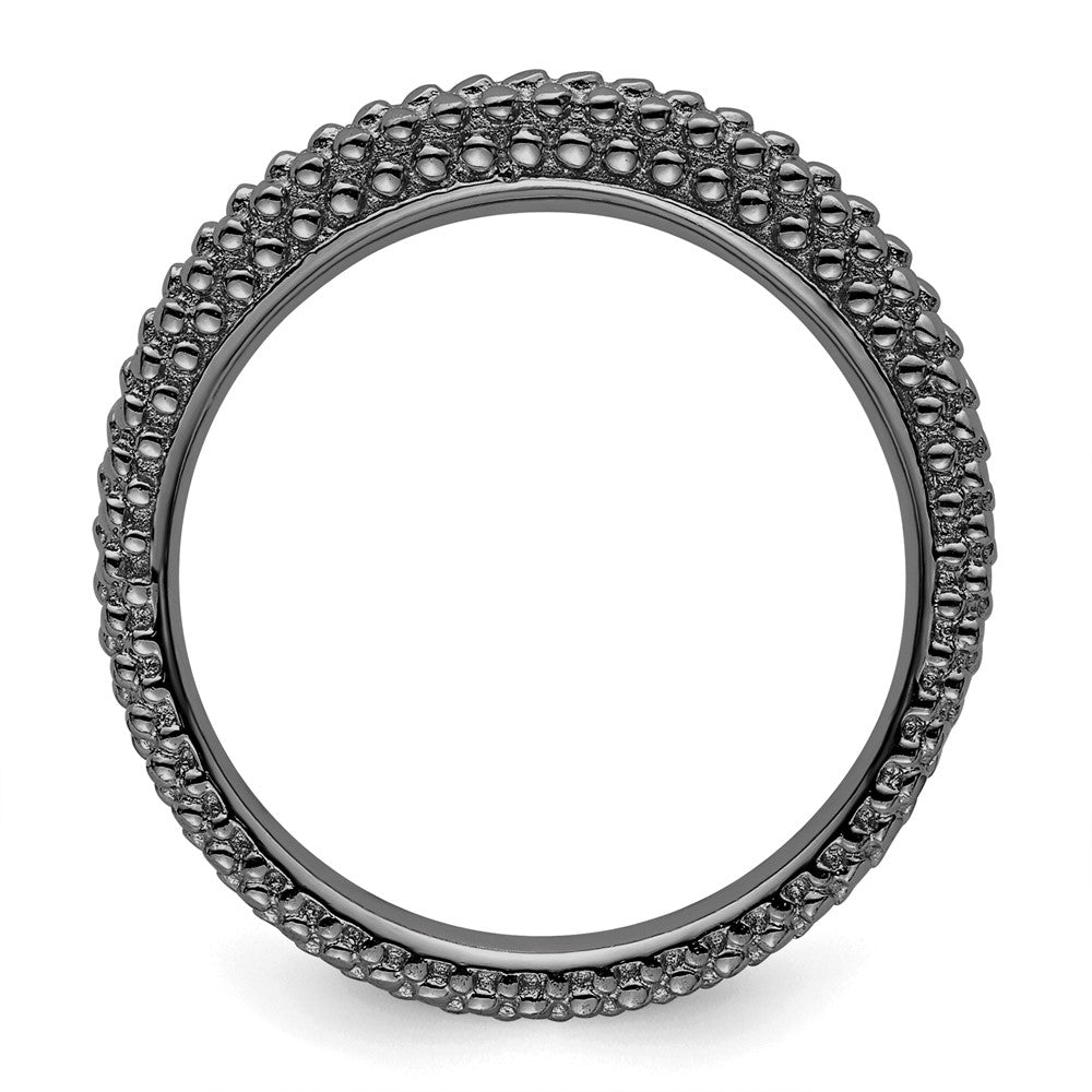 Sterling Silver Stackable Expressions Black-plated Domed Ring Size -7