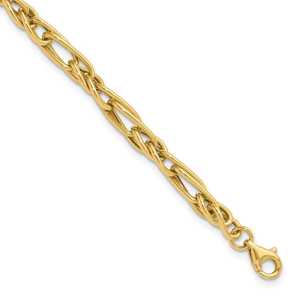 10K Polished Fancy Link w/1in ext. Bracelet 8.5  inches