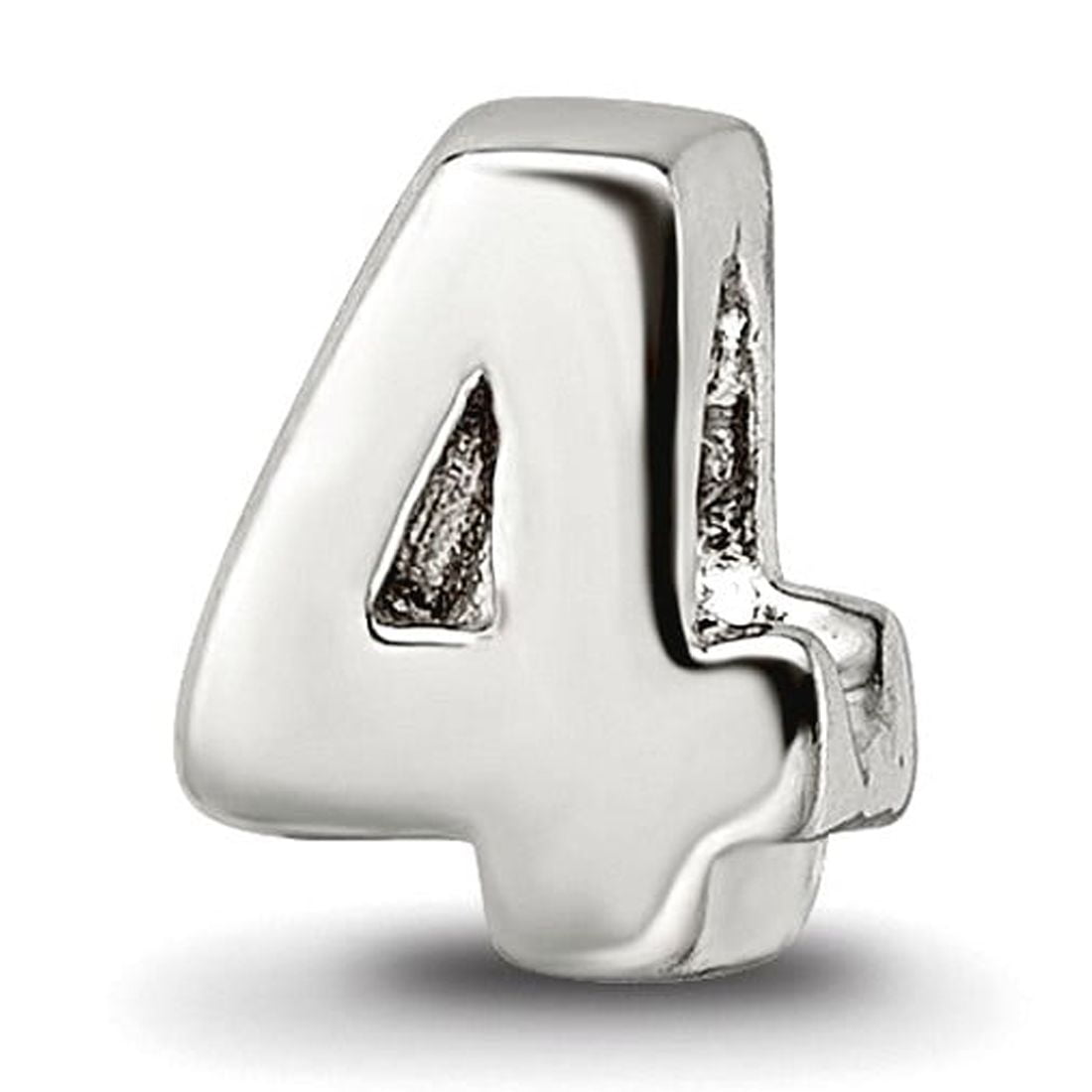 925 Sterling Silver Polished Reflections Teen Sport game Number 4 Bead Charm Pendant Necklace 6.36x5.45mm Wide -  Jewelr