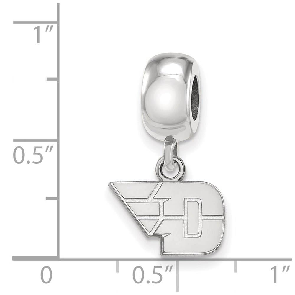 Sterling Silver Rhodium-plated LogoArt University of Dayton Extra Small Dangle Bead Charm