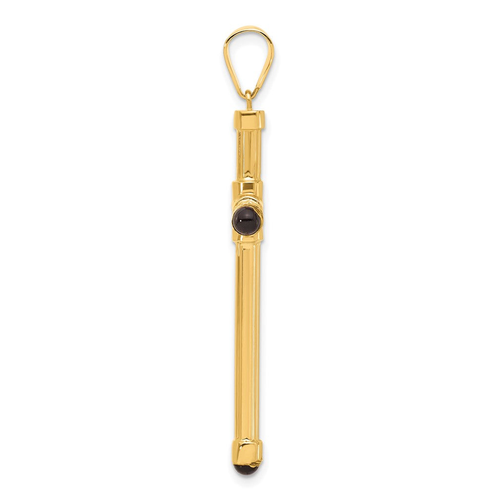 14K Polished with Black Onyx Cross Pendant