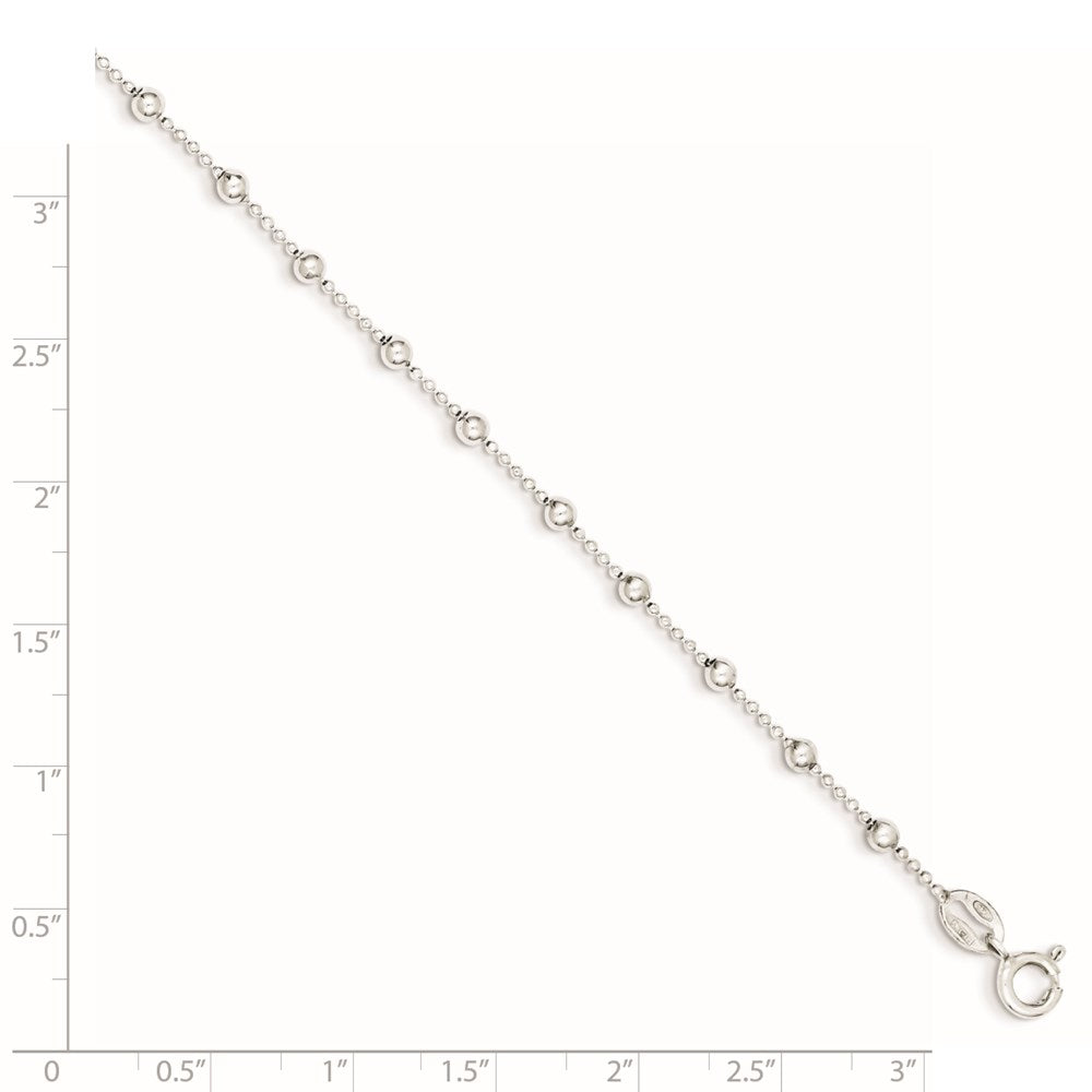 Sterling Silver Polished Beaded 6 Inch with 1 in Ext Bracelet 6 inches