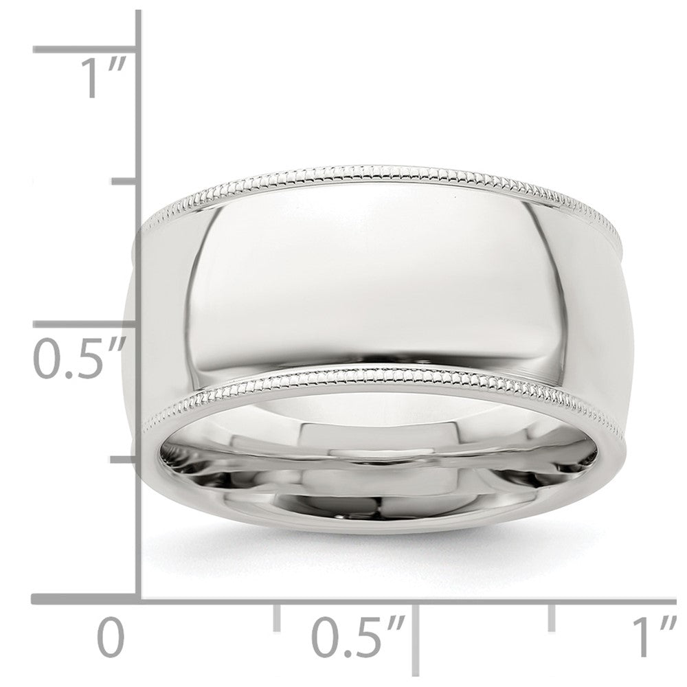 Sterling Silver 10mm Comfort Fit Half Round Milgrain Size 6 Band
