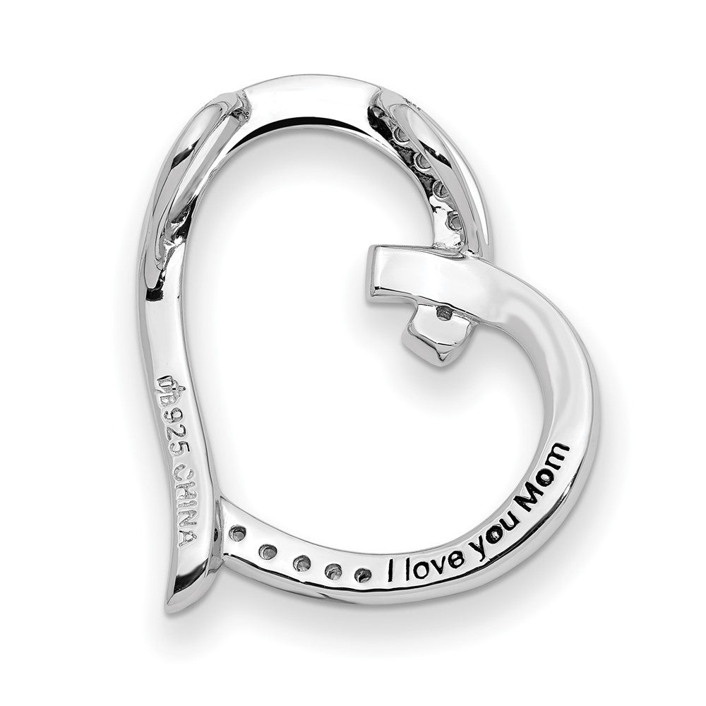 Sentimental Expressions Sterling Silver Rhodium-plated Antiqued CZ Love You Mom 18in Necklace 18 Inches