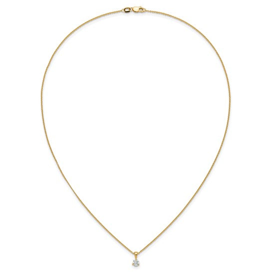 14k 1/3 carat Lab Grown Diamond VS/SI+ G+ Three Prong 18 inch Complete Solitaire Pendant Necklace