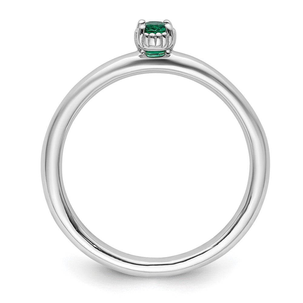 Sterling Silver Stackable Expressions Created Emerald Single Stone Ring Size -7