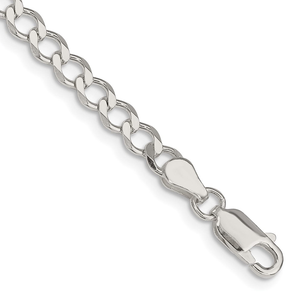 Sterling Silver 4.5mm Semi-solid Flat Curb Chain 8 inches