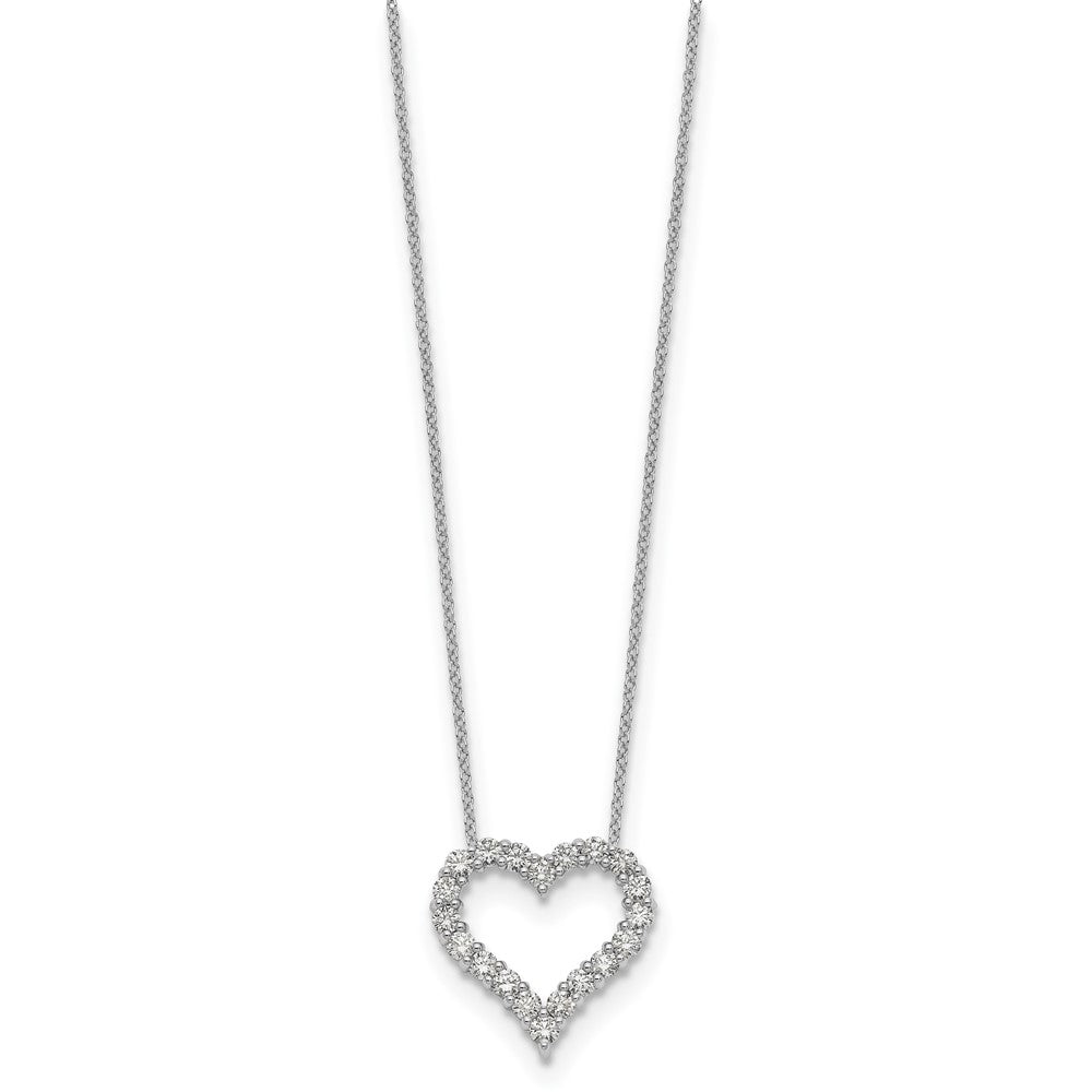True Origin 14k White Gold 1 carat Lab Grown Diamond VS DEF 18 inch Open Heart Pendant Necklace