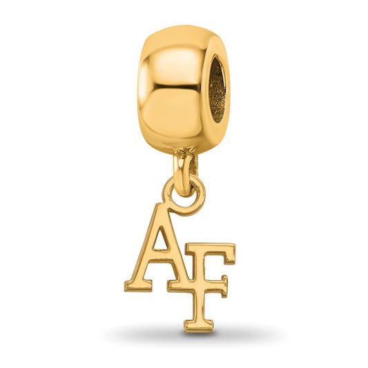 Sterling Silver Gold-plated LogoArt United States Air Force Academy A-F Extra Small Dangle Bead