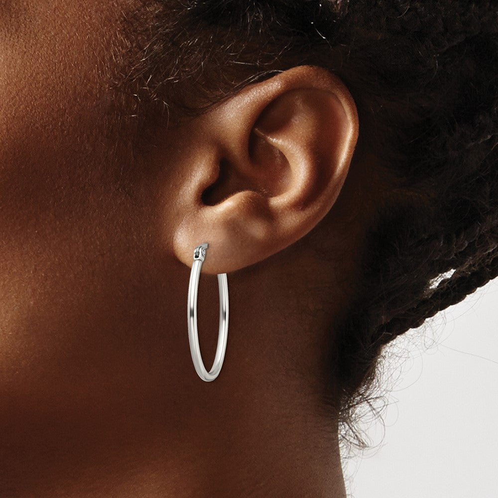 Stainless Steel Polished 18mm Diameter Oval Hoop Earrings