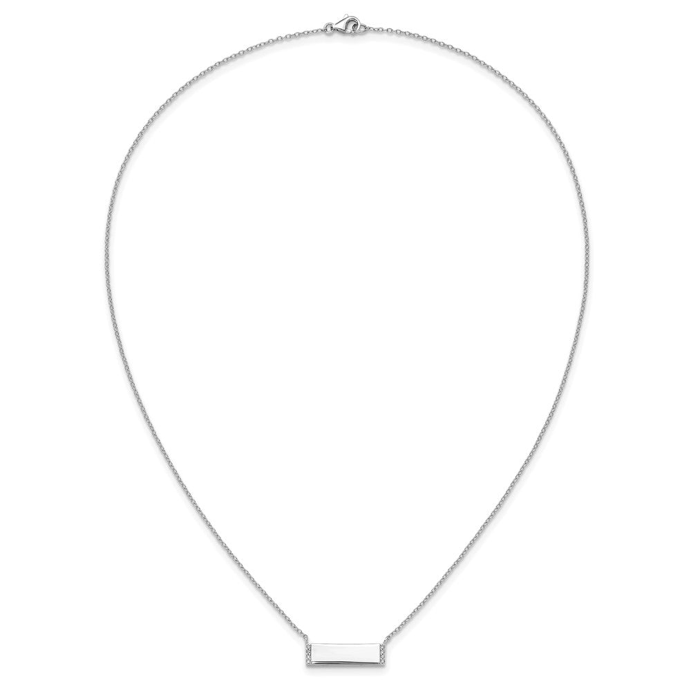 Cheryl M Sterling Silver Rhodium-plated Polished CZ Bar Necklace 18 Inches
