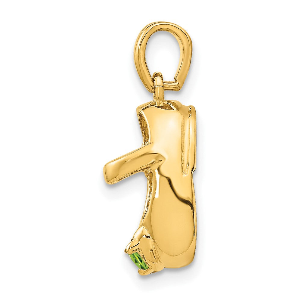 10K 3-D August/Synthetic Stone Engraveable Baby Shoe Charm