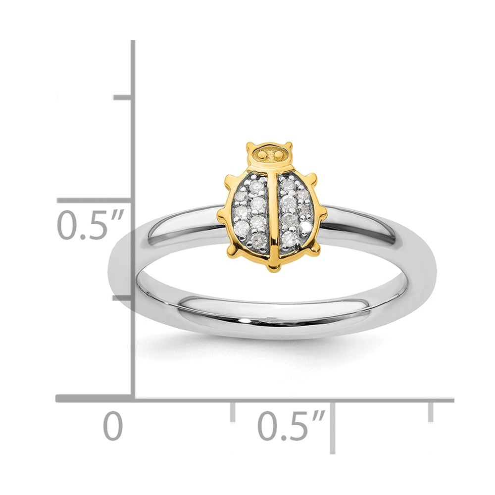 Sterling Silver Stackable Expressions Gold-Plated Ladybug Dia. Ring Size -5