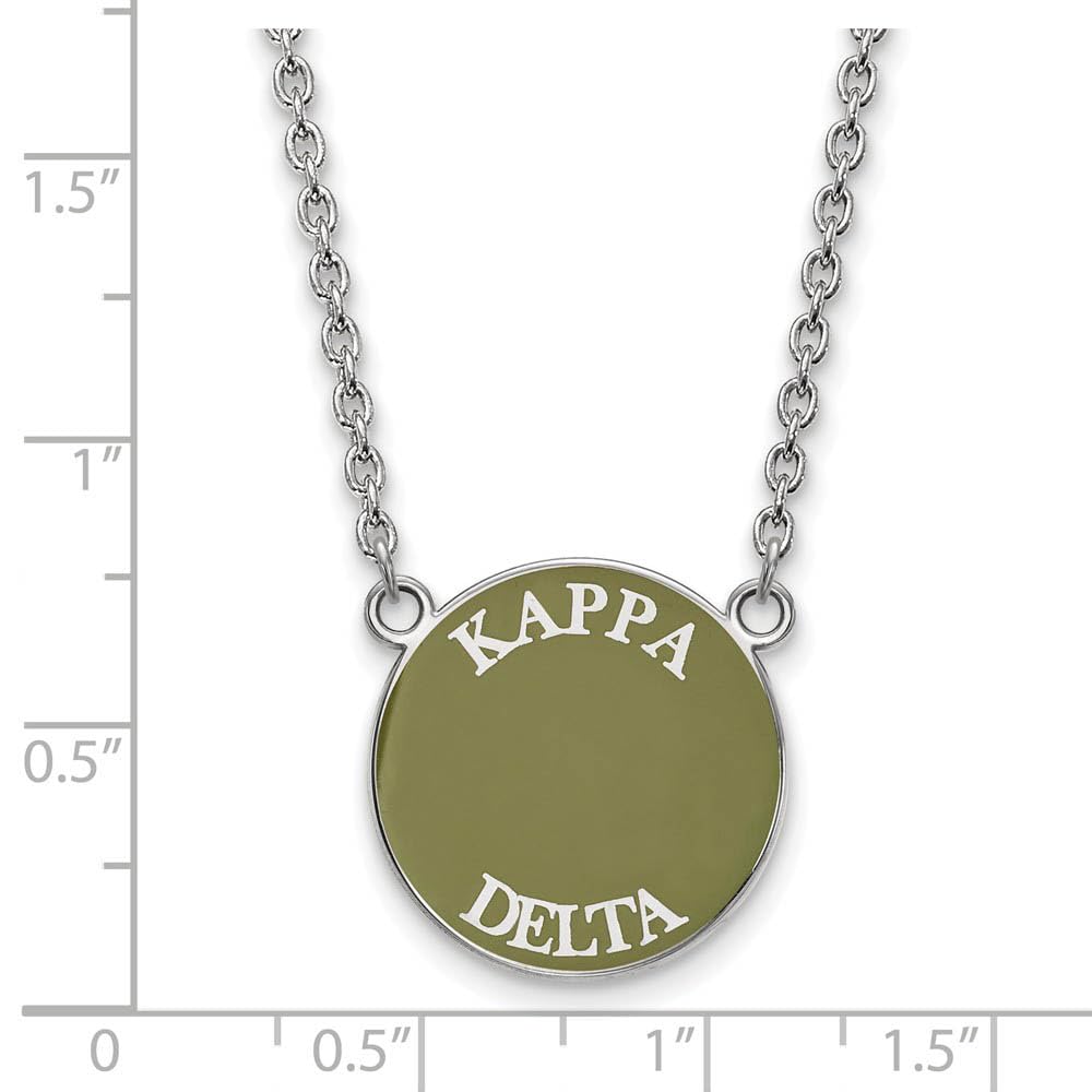 Sterling Silver 18in Official Licensed Greek Sororities Kappa Delta (??) Small Enamel Pendant w/Necklace