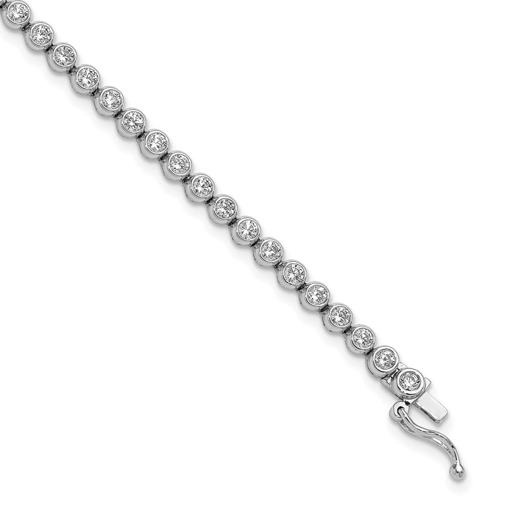 Sterling Shimmer Sterling Silver Rhodium-plated Bezel Set 2.3mm CZ 48 Stone 7 inch Bracelet 7 inches