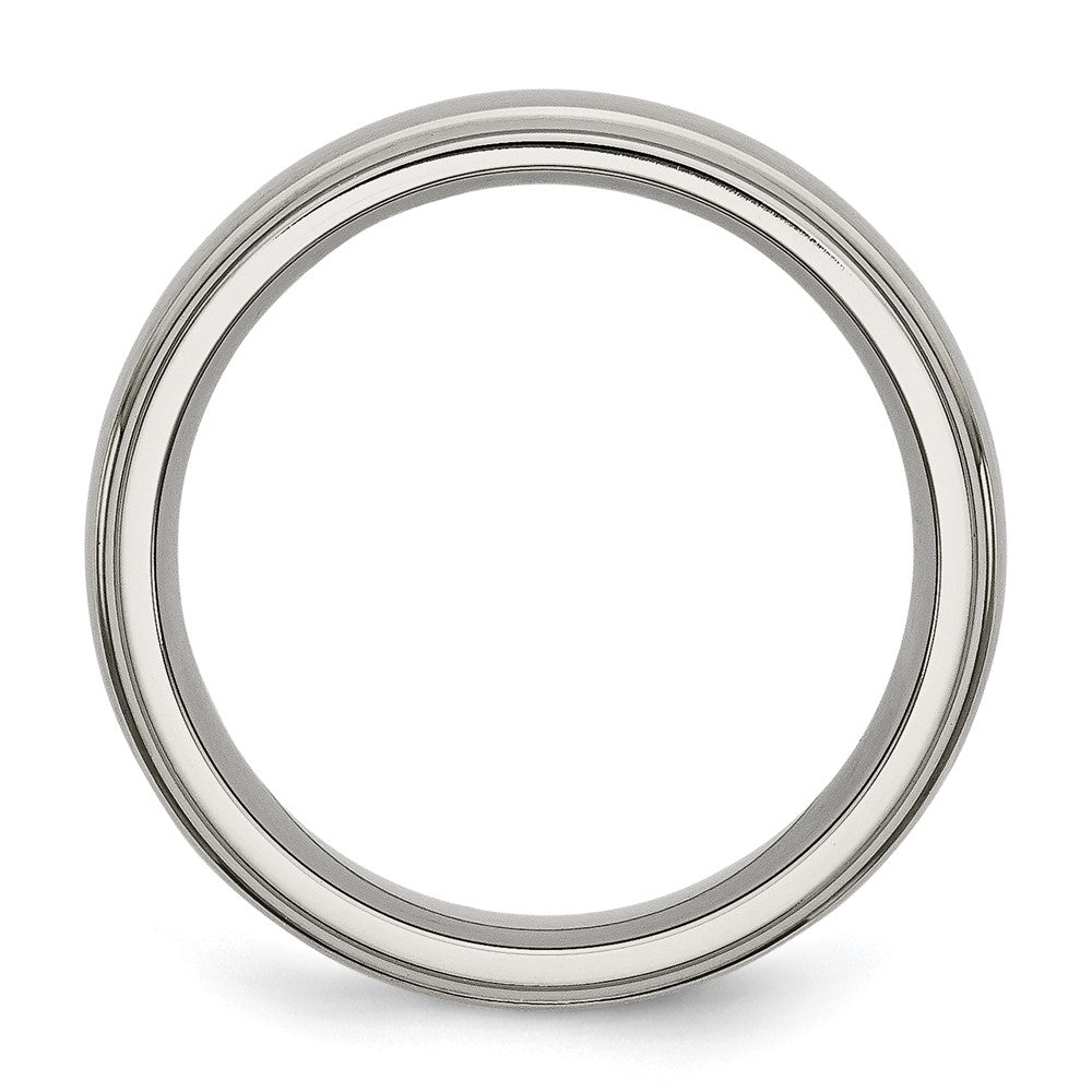 Titanium Brushed Center 7mm Ridged Edge Band Size - 10.5
