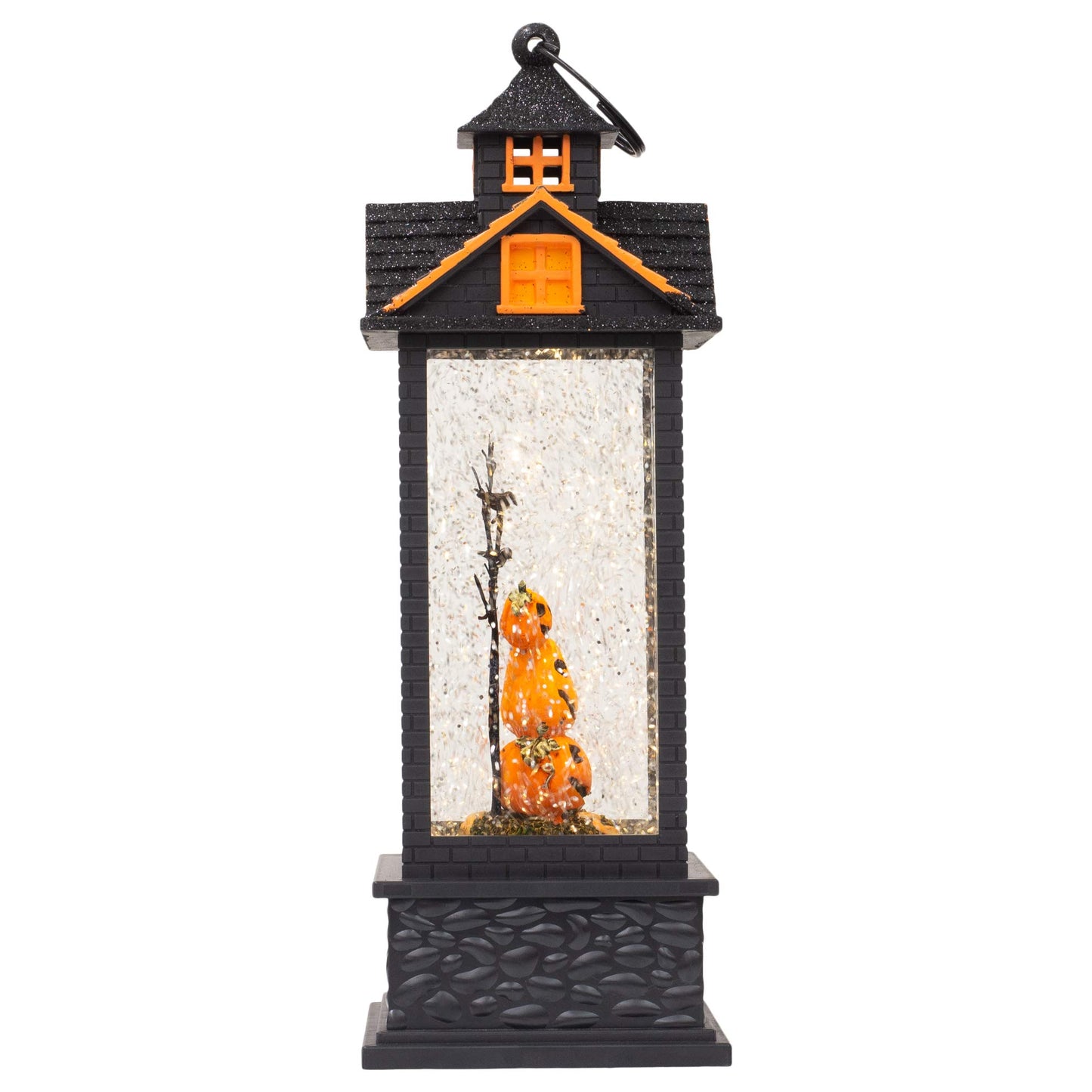 Roman Halloween Lantern Jack o Lantern Swirl Glitter Globe, 11 3/4 Inch