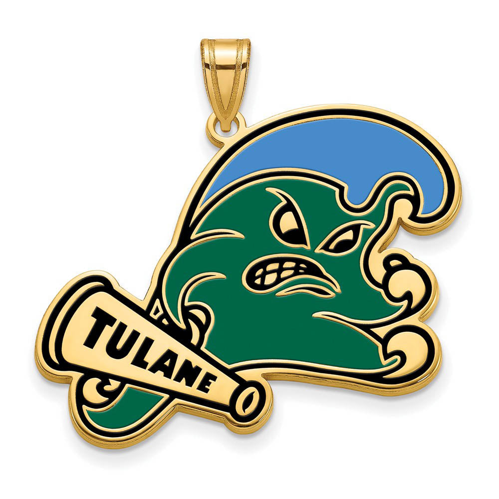 Logoart Sterling Silver Gp Tulane University Extra Large Enamel Pendant