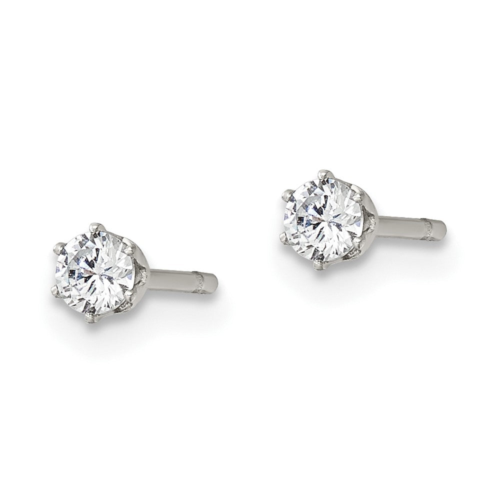 Stainless Steel Polished 3mm CZ Stud Post Earrings