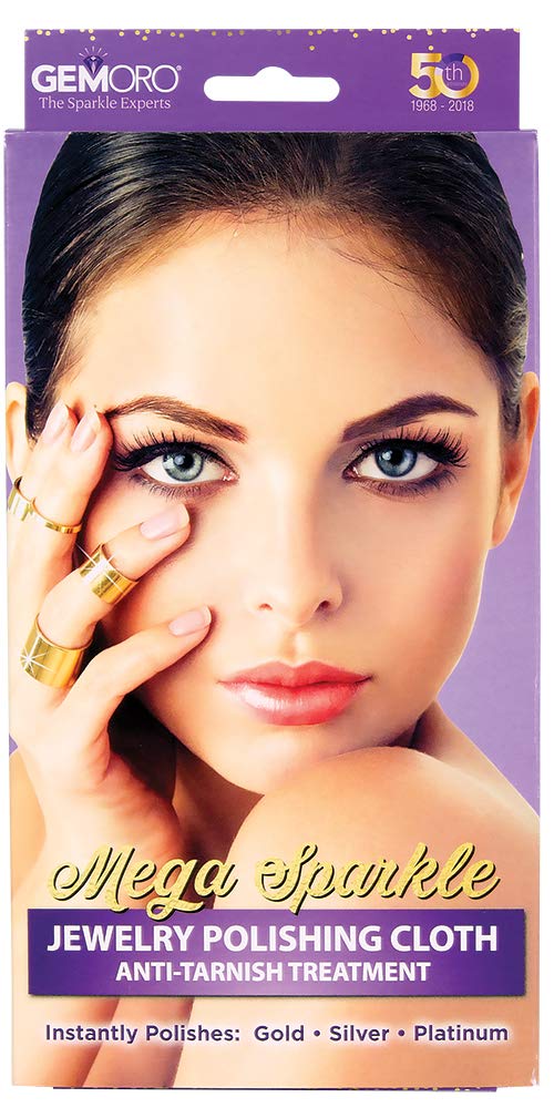 GemOro MegaSparkle Jewelry Polishing and Anti-Tarnish Cloth for Gold Silver and Platinum QJT5059