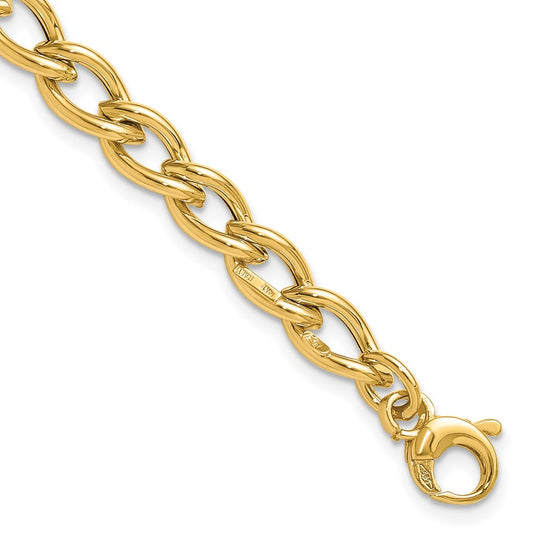 14K Polished Fancy Oval Link Bracelet 7.5  inches