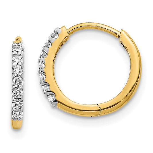 14k White Gold 1/8 carat Lab Grown Diamond VS/SI+ G+ Complete Hinged Hoop Earrings