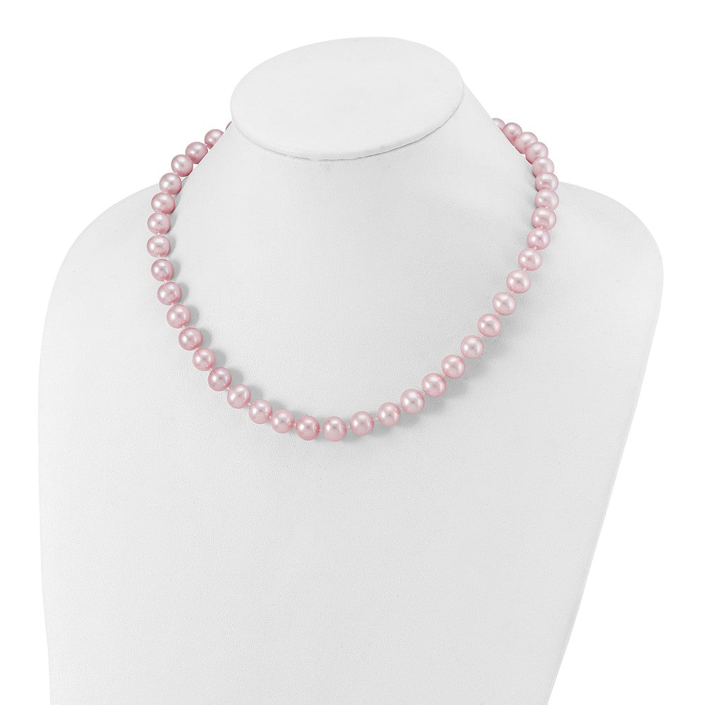 Sterling Silver Rhodium-plated 9-10mm Purple Near-Round Freshwater Cultured Pearl 18 inch Necklace 18 Inches