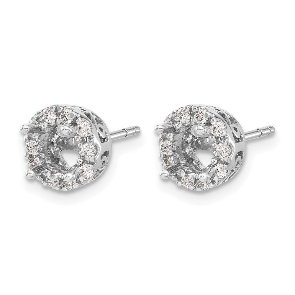 14K White Gold 1/2 Carat Diamond Semi-Mount Halo Stud Earrings (Holds 2 x 6.5mm Stones)