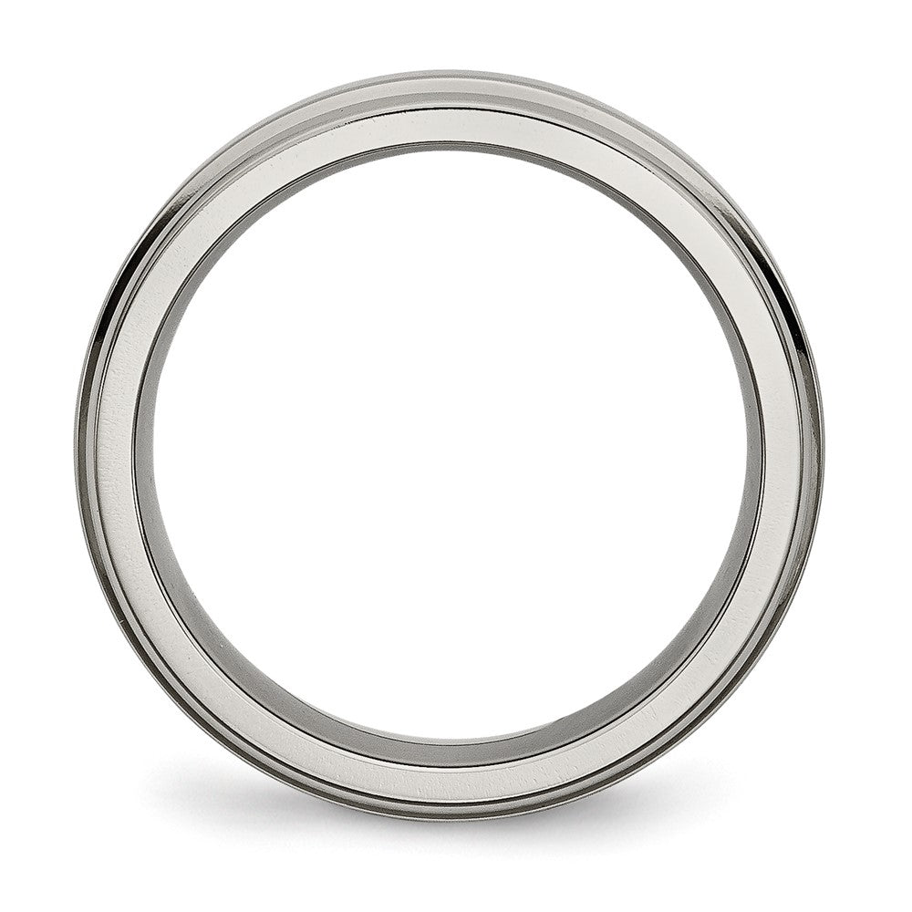 Titanium Polished 6mm Grooved Edge Band Size - 8