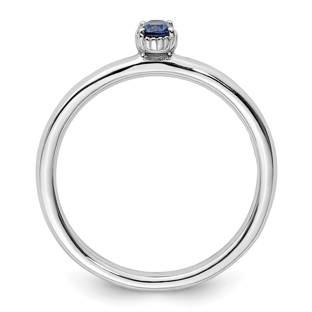 Sterling Silver Stackable Expressions Created Sapphire Single Stone Ring Size -5