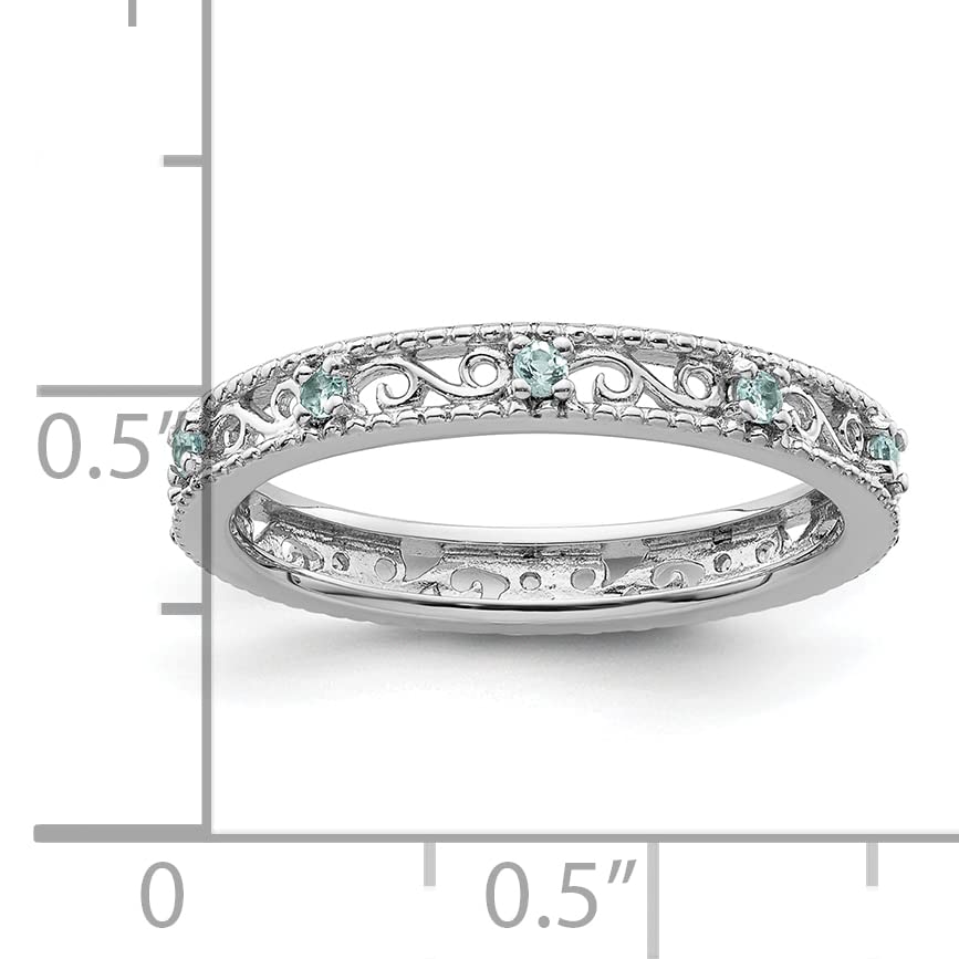Sterling Silver Stackable Expressions Blue Topaz Ring Size -8