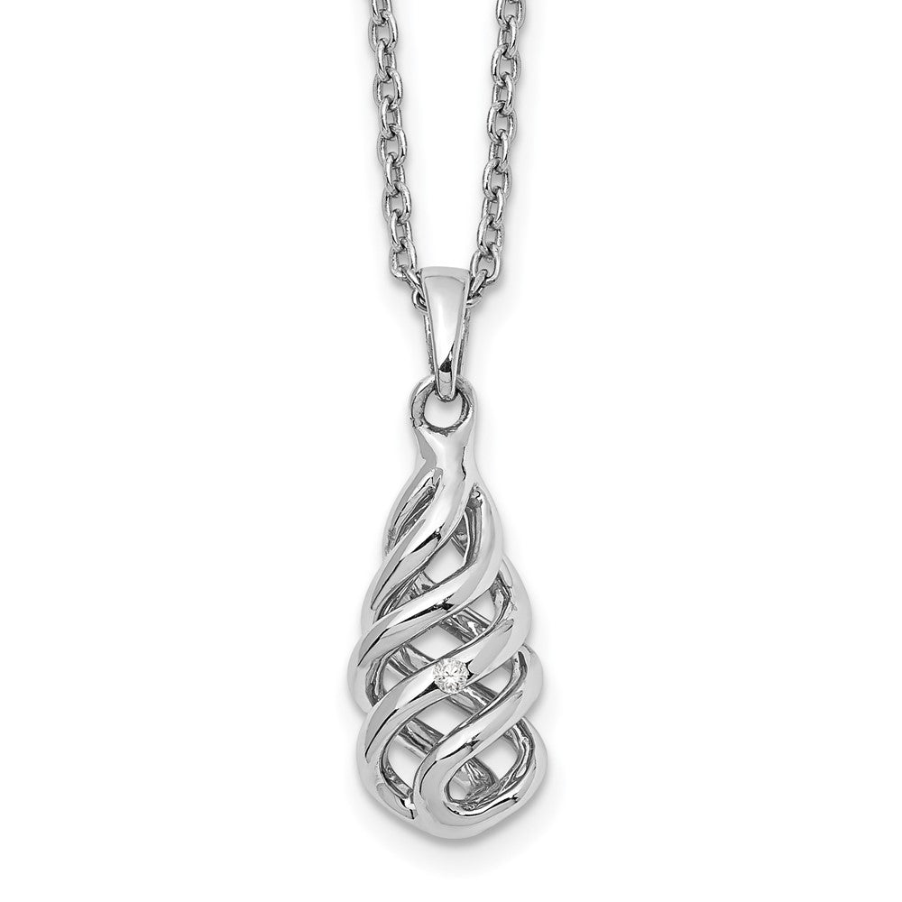 White Ice Sterling Silver Rhodium-plated 18 Inch Diamond Spiral Necklace with 2 Inch Extender 18 Inches