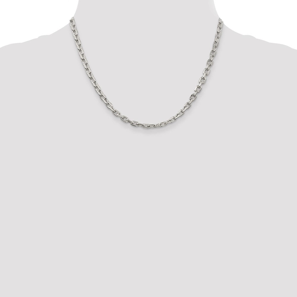 Sterling Silver 4.9mm Beveled Oval Cable Chain 18 Inches