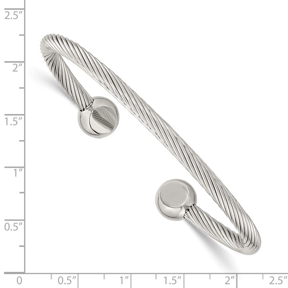 Stainless Steel Polished Cuff Bangle 6.75 inches