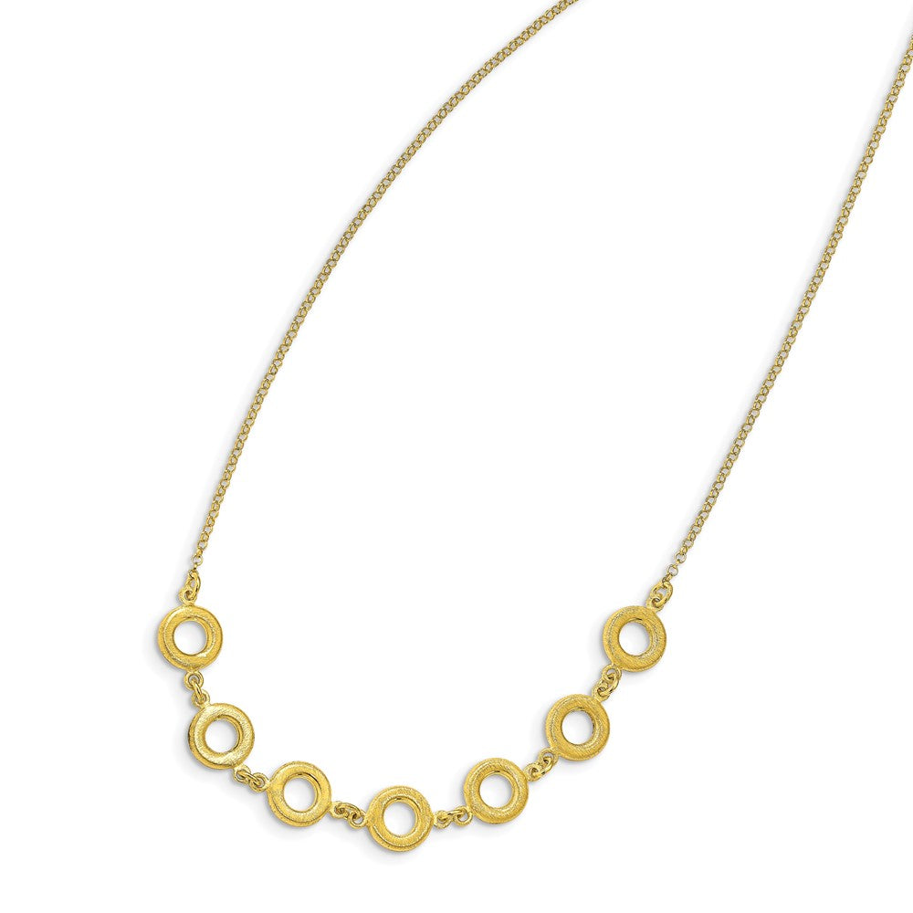 Sterling Silver Gold-tone Textured with 1.5in ext Necklace