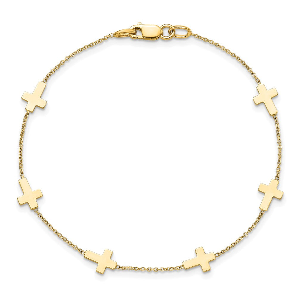 14k Polished Cross Bracelet 7.5  inches